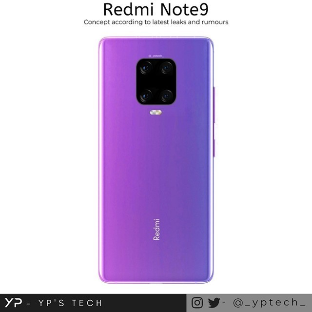 疑似Redmi Note 9的渲染图曝光：浴霸四摄